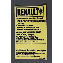 Etiquette RENAULT remplacement de Liquide de refroidissement