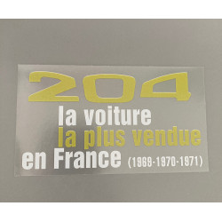 Peugeot 204 "The best-selling car in France" sticker